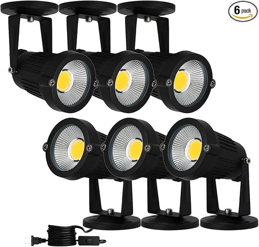 110V Landscape Spotlight,LED Landscape Lighting Outdoor for Flag Pole Light,IP65 Landscape Lights 3000k Garden Light 6FT Cord with US 3 Prong (Base,Stake Included) (5, Watts)-BloomoryGarden