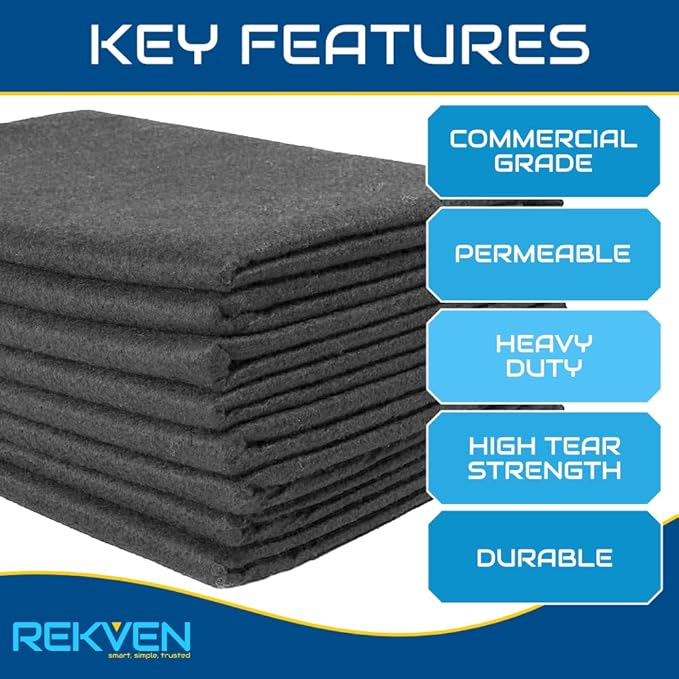10 x 15 Feet Pond Liner Underlayment Non Woven Geotextile with 15 U-Pins-BloomoryGarden