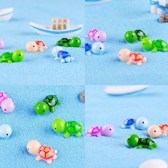 150 Pcs Miniature Sea Turtle Figurine Tiny Sea Turtles Mini Turtle Statue Animal Figure Sea Turtle for DIY Garden Decoration Fish Tank Cake Home Decor-BloomoryGarden