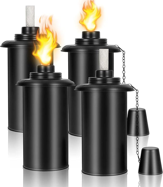 16 oz Torch Replacement Canister (4 Pack) - Outdoor Citronella Fuel Refill for Bamboo Torches with Wicks & Covers, Long-Lasting, Perfect for Patio, Luau Party, Garden Decor-BloomoryGarden