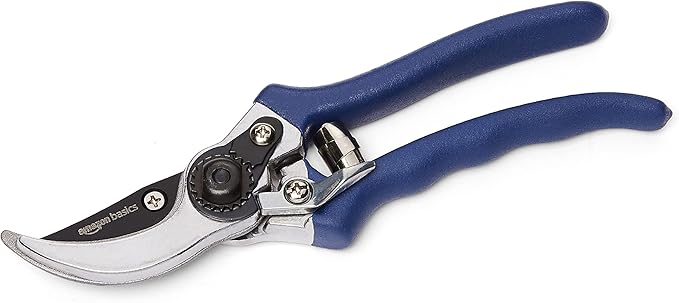 Amazon Basics Professional Hand Pruners, Garden Clippers, Pruning Shears, 8-inch Steel Bypass Garden Scissors, Blue-BloomoryGarden