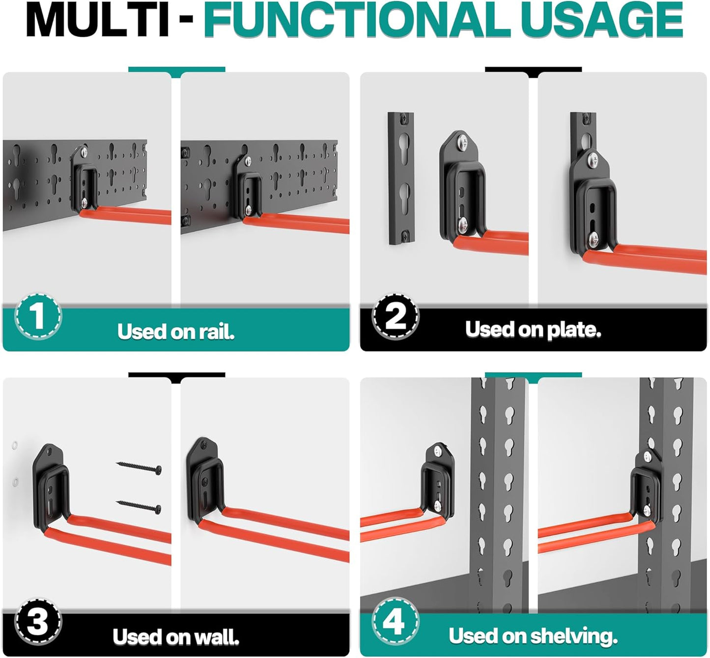 EVERHANGER Garage Tool Storage Organizer Wall Mount, Versatile Garden Tool Rack Organization, Folding Chair Hangers with 8 Multifunctional Hooks, Max Load 330lb, 48inch-BloomoryGarden