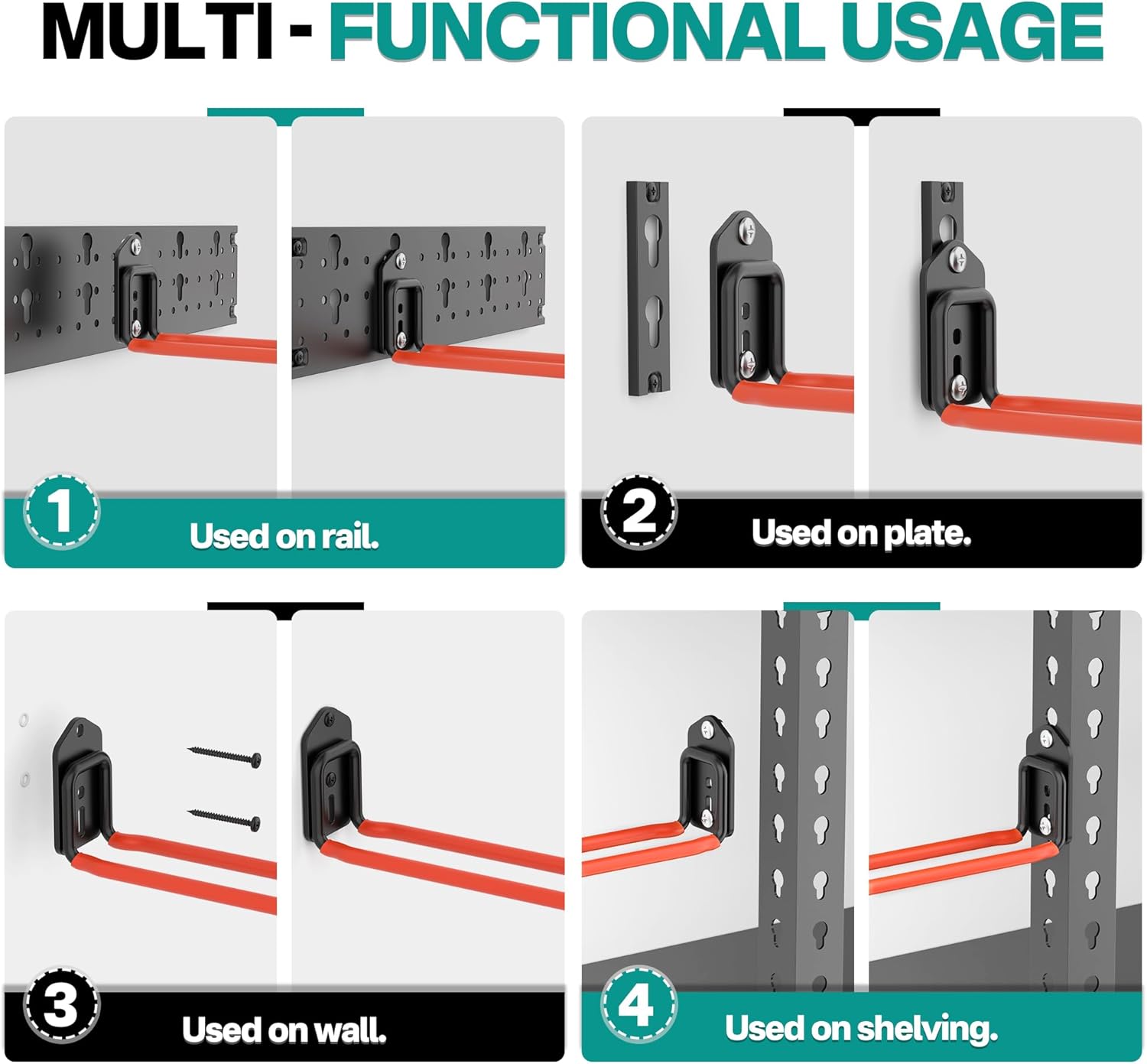 EVERHANGER Garage Tool Storage Organizer Wall Mount, Versatile Garden Tool Rack Organization, Folding Chair Hangers with 8 Multifunctional Hooks, Max Load 330lb, 48inch-BloomoryGarden