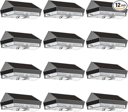 12PK Solar Fence Lights Outdoor - 3000/4000/6000K&RGB 6 Color, Dusk to Dawn Fence Lights Solar Powered, IP65 Waterproof Solar Light Outdoor for Backyard/Railing/Step/Patio/Wall-BloomoryGarden