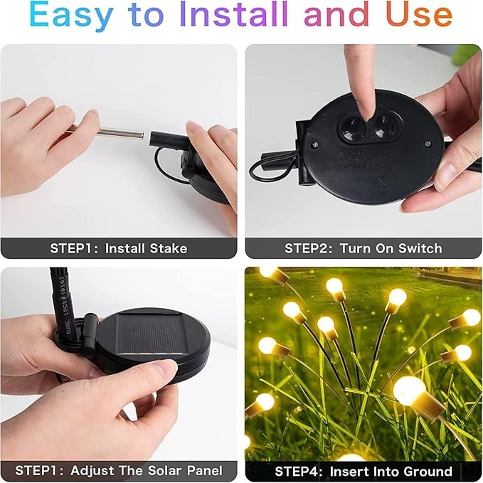 10-Pack Solar Outdoor Lights for Garden Decorations, 80 LED New Upgraded Solar Firefly Lights (Sway by Wind), Solar Lights Outdoor Waterproof for Outdoor Pathway Patio Yard Porch Decor (Warm White)-BloomoryGarden