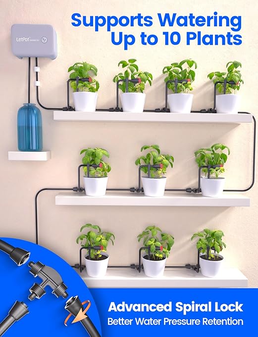 LetPot Automatic Watering System for Potted Plants, Drip Irrigation Kit System, Smart Plant Watering Devices for Indoor Outdoor, Water Shortage Remind, IPX66 （Grey-BloomoryGarden