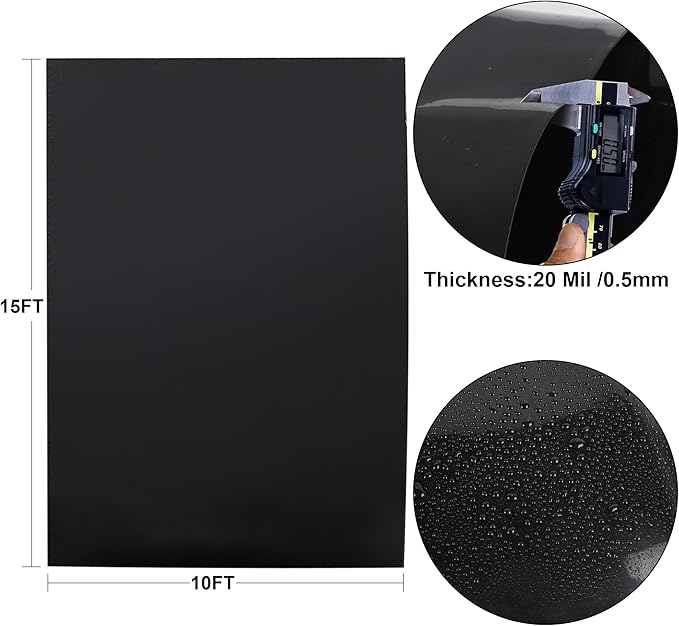 10 x 15 FT Pond Liner, 20 Mil Fish Pond HDPE Liner, Pond Liners for Outdoor Ponds, Koi Ponds, Garden Fountain, Waterfall-BloomoryGarden