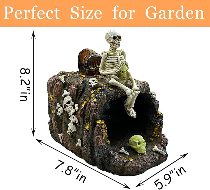 Luminous Skeleton Sculpture Gutter Downspout Extender,Garden Statue Ornament,Decor Downspout Diverter,Perfect Rain Diverter for 3"x4" Downspouts, Eco-Friendly Resin,Perfect Outdoor Decor Gift-BloomoryGarden