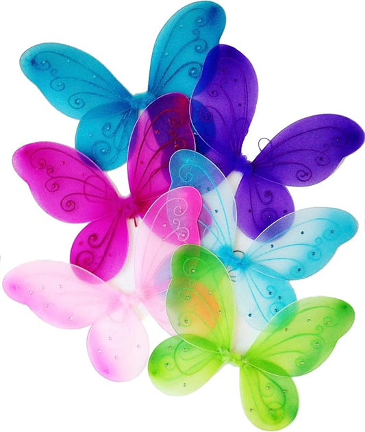 LOLASATURDAYS- Fairy Wings, Butterfly Wings, Fairy Wings Kids, Fairy Costume, Alas, Wings Costume, Tinkerbell Wings, Fairy Wings for Girls, Set of 6 (22" x 15")-BloomoryGarden