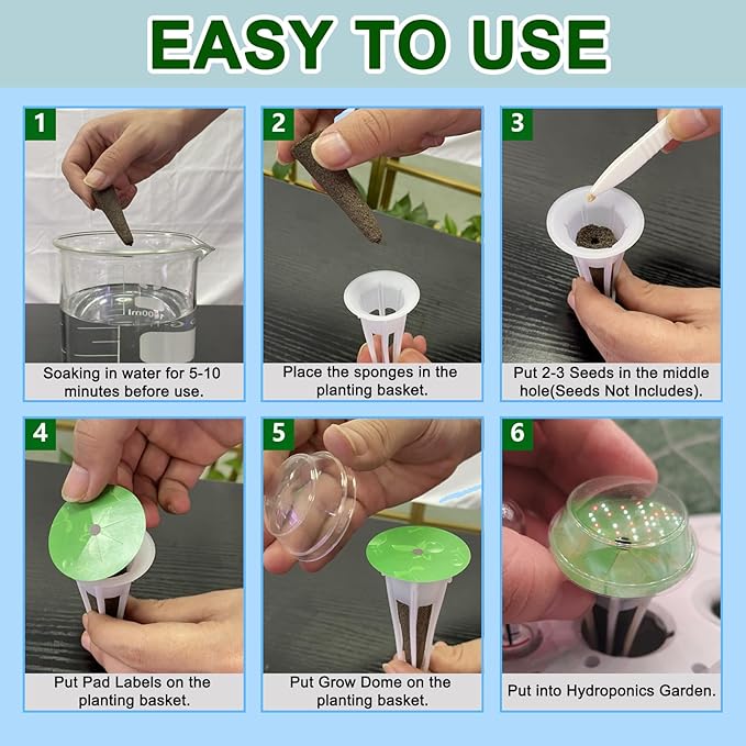 161PCS Hydroponic Pod Kit for Aerogarden and All Brands Growing System, Grow Anything Kit with 40 Grow Sponges, 40 Grow Baskets, 40 Grow Domes, 40 Pod Labels, 1 Tweezer, Herb Garden Planter Indoor Kit-BloomoryGarden