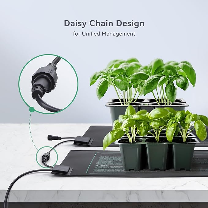 LUXBIRD 4 Pack Daisy Chain Seedling Heat Mats for Indoor Plants, Green Houses, Germination, Hydroponic Garden, Waterproof Durable (LB-HMDC-04)-BloomoryGarden