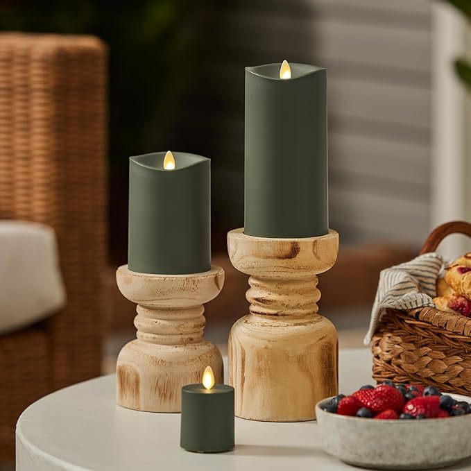 Luminara Outdoor Votive Flameless LED Candle, Baked Clay 2" x 3.2", Moving Flame Battery Operated Timer Remote Ready IPX4 Matte Plastic Finish-BloomoryGarden