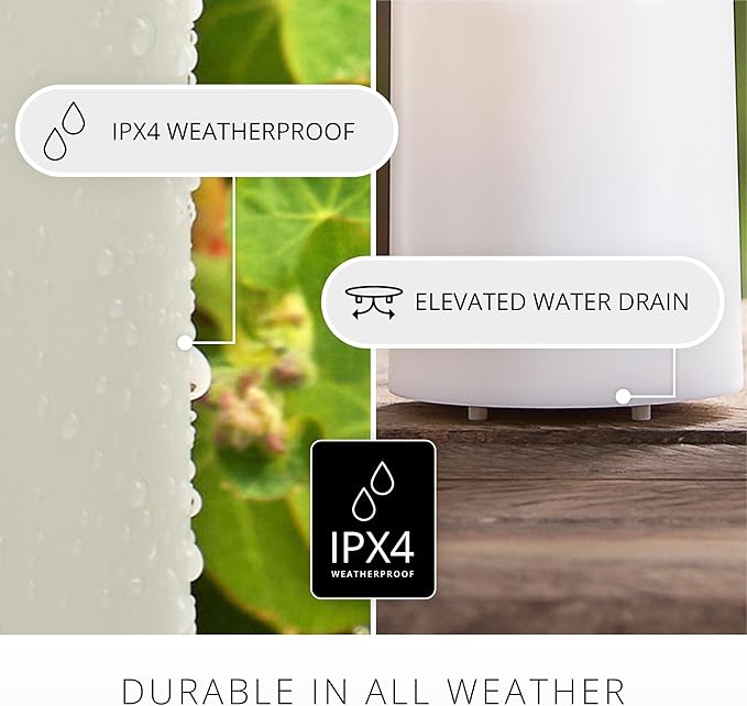 Luminara Outdoor Votive Flameless LED Candle, Timeless Taupe 2" x 3.2", Moving Flame Battery Operated Timer Remote Ready IPX4 Matte Plastic Finish-BloomoryGarden