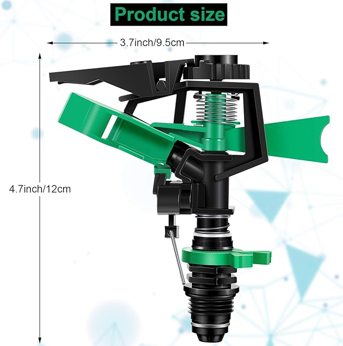 1/2 Inch Plastic Impact Sprinklers Heads Adjustable 0-360 Degree Pulsating Oscillating Watering Sprinkler Head for Garden Law Grass Yard Irrigation Supplies (4 Pieces)-BloomoryGarden
