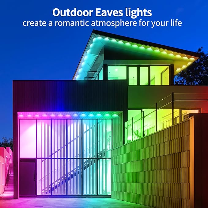 100ft Permanent Outdoor Light,RGB Eaves Lights with App Control Remote,DIY IP67 Waterproof Under Eave Lighting,Outside led Lights for Christmas,Garden,House Decorations-BloomoryGarden