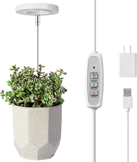 LORDEM Grow Light, Full Spectrum LED Plant Light for Indoor Plants, Height Adjustable Growing Lamp with Auto On/Off Timer 4/8/12H, 4 Dimmable Brightness, Ideal for Small Plants-BloomoryGarden