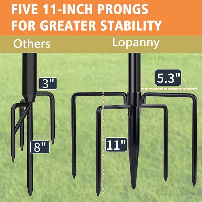 LOPANNY String Light Poles for Outside - 2 Pack 9.8FT Poles for Outdoor String Lights, Outdoor Light Poles for String Lights Hanging - Backyard, Garden, Patio, Deck Lighting Stand for Parties, Wedding-BloomoryGarden
