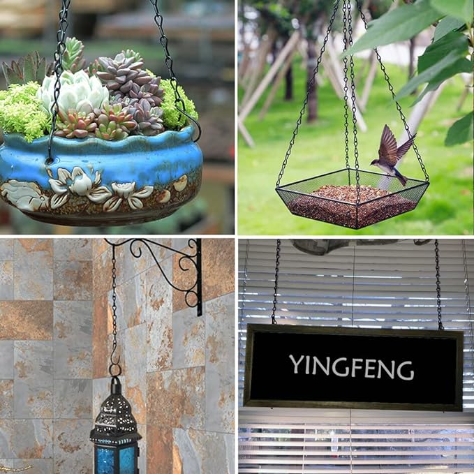 10 Pack 9.5 Inch Black Hanging Chains, Garden Plant Hangers for Hanging Bird Feeders, Billboards, Chalkboards, Basket, Planters, Lanterns, Wind Chimes and Decorative Ornaments Etc-BloomoryGarden