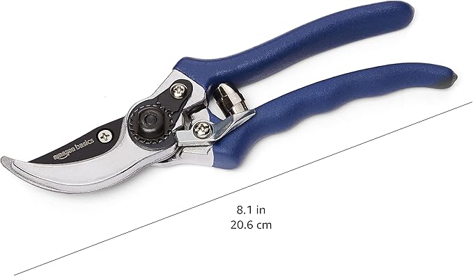 Amazon Basics Professional Hand Pruners, Garden Clippers, Pruning Shears, 8-inch Steel Bypass Garden Scissors, Blue-BloomoryGarden