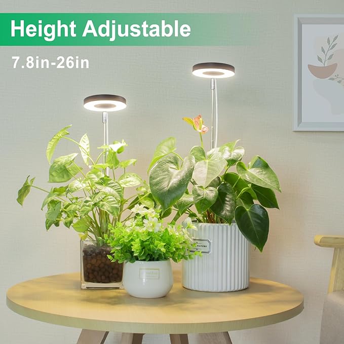 LORDEM Plant Grow Light, Full Spectrum LED Plant Light for Indoor Plants, Growing Lamp with Auto On/Off Timer, 4 Dimmable Brightness, Ideal for Indoor Plants, Black-BloomoryGarden