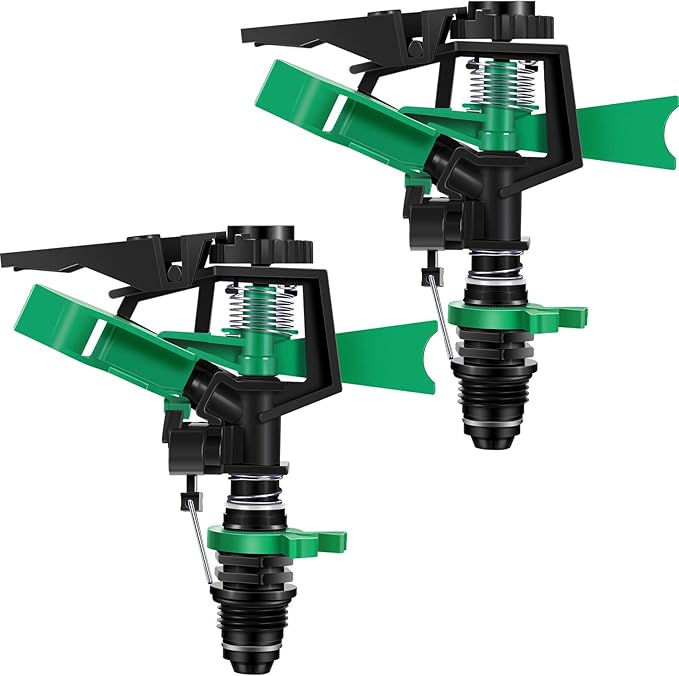 1/2 Inch Plastic Impact Sprinklers Adjustable 0 Degree to 360 Degree Pattern Plastic Sprinkler Head for Garden Watering Supplies (2 Pieces)-BloomoryGarden