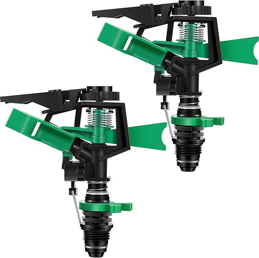1/2 Inch Plastic Impact Sprinklers Adjustable 0 Degree to 360 Degree Pattern Plastic Sprinkler Head for Garden Watering Supplies (2 Pieces)-BloomoryGarden