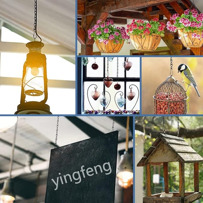 10 Pack 9.5 Inch Black Hanging Chains, Garden Plant Hangers for Hanging Bird Feeders, Billboards, Chalkboards, Basket, Planters, Lanterns, Wind Chimes and Decorative Ornaments Etc-BloomoryGarden