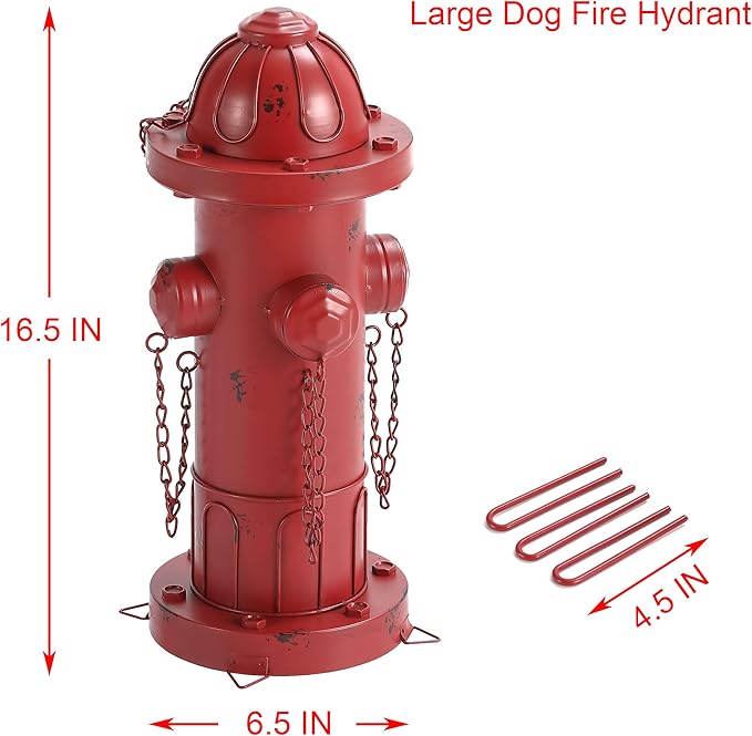 16.5" H Metal Fire Hydrant for Dogs to Pee On, Vintage Dog Fire Hydrant Pee Post for Outdoor Decor-BloomoryGarden