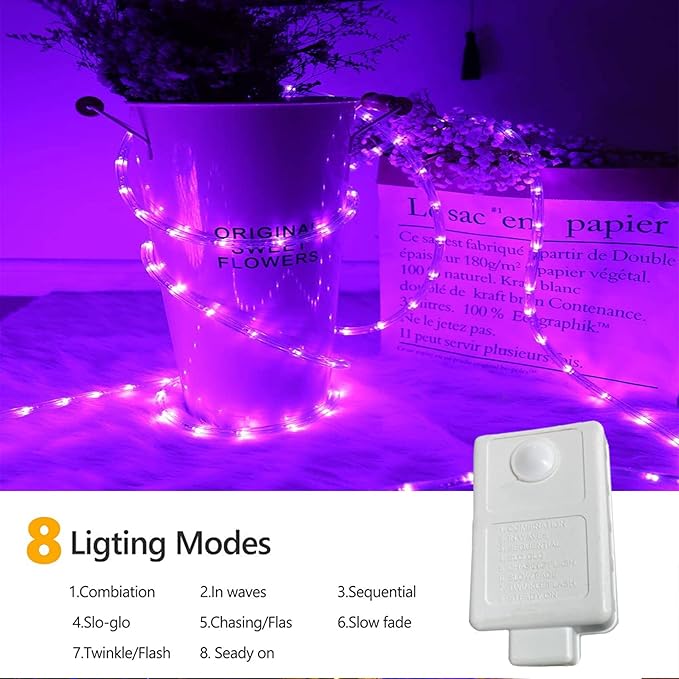 100ft LED Rope Lights Outdoor, 720 LED Connectable and Flexible Tube Lights with 8 Modes, Waterproof LED Rope Lighting for Garden, Patio, Pool, Bedroom, Party, Indoor Outdoor Decoration (Purple)-BloomoryGarden