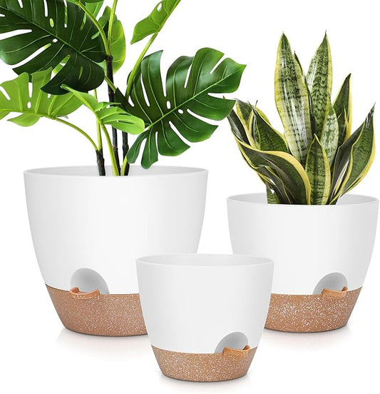 12" 10" 9" Large Self Watering Plant Pots, 3 Pack Flower Pots Planters with Multi Mesh Drainage Holes for Indoor Outdoor Garden Plants and Flowers.-BloomoryGarden