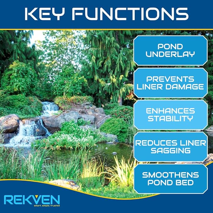 10 x 15 Feet Pond Liner Underlayment Non Woven Geotextile with 15 U-Pins-BloomoryGarden