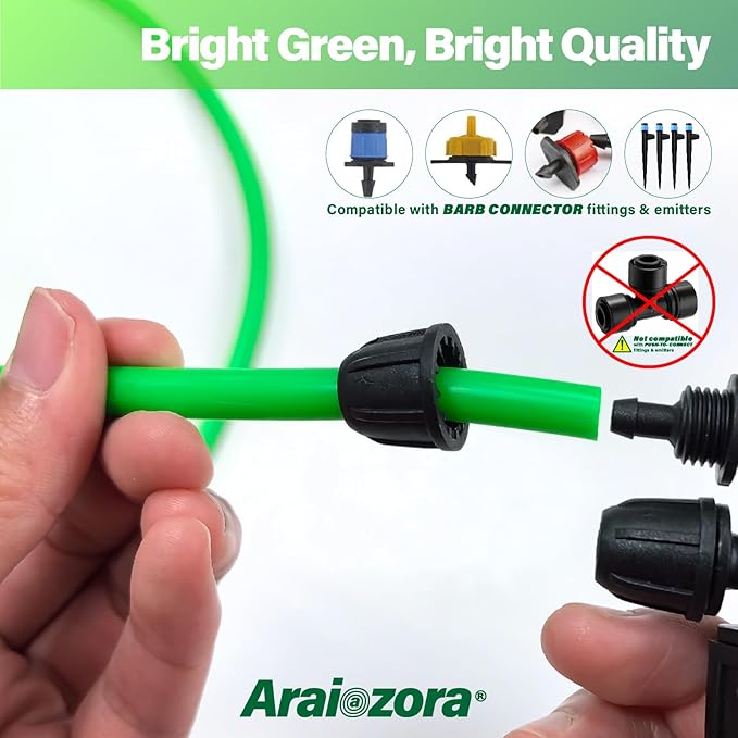 1/4 INCH Drip Irrigation Tubing, 75 ft Roll Green Blank Distribution Hose Perfect for DIY Garden Irrigation System, Hydroponics, Misting Tubing
