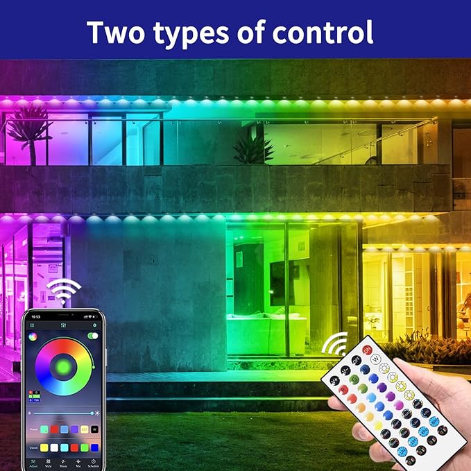 100ft Permanent Outdoor Light,RGB Eaves Lights with App Control Remote,DIY IP67 Waterproof Under Eave Lighting,Outside led Lights for Christmas,Garden,House Decorations-BloomoryGarden