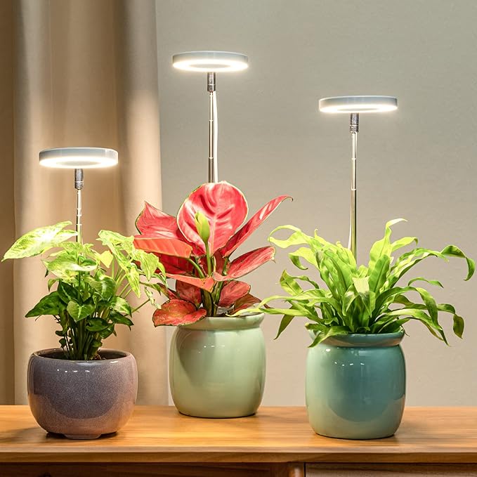 LORDEM Grow Light, Full Spectrum LED Plant Light for Indoor Plants, Height Adjustable Growing Lamp with Auto On/Off Timer 4/8/12H, 4 Dimmable Brightness, Ideal for Small Plants, 3 Packs-BloomoryGarden