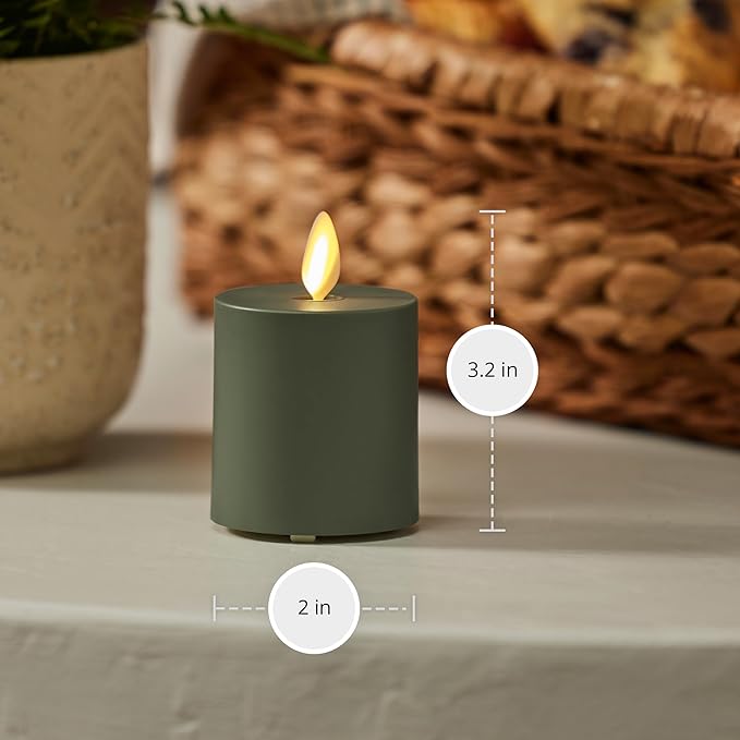 Luminara Outdoor Votive Flameless LED Candle, Baked Clay 2" x 3.2", Moving Flame Battery Operated Timer Remote Ready IPX4 Matte Plastic Finish-BloomoryGarden