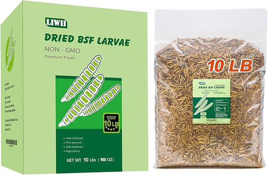 10LB Dried Black Soldier Fly Larvae, 86X Calcium Than Dried Mealworms, High Protein Non-GMO Organic Chicken Feed-BloomoryGarden