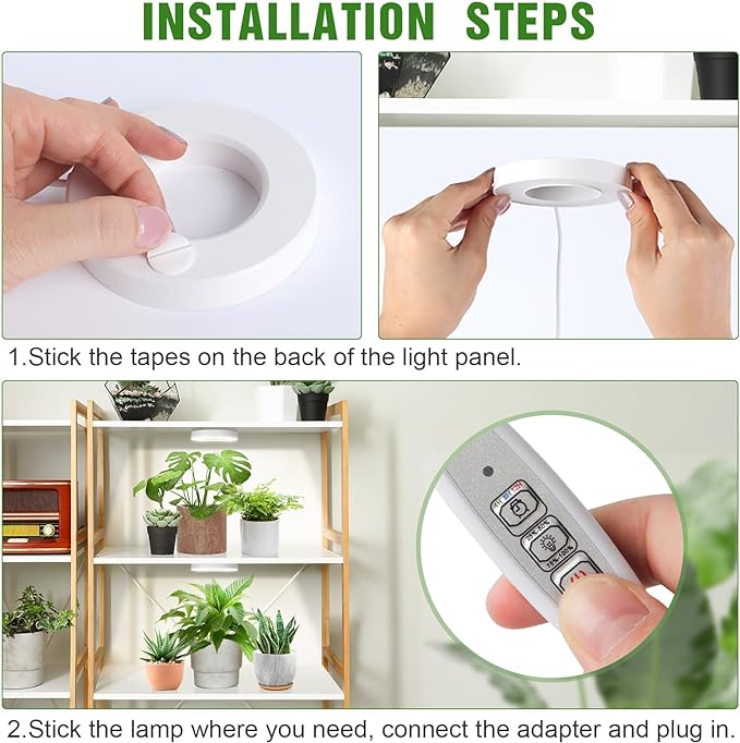 LORDEM Ceiling Grow Light for Indoor Plants, 96 LEDs Full Spectrum LED Plant Light, 5V Plant Lamp with 4/8/12H Auto Switch, 4 Dimmable Brightness Levels, Ideal for Small Plants, Dual Head, Corded-BloomoryGarden