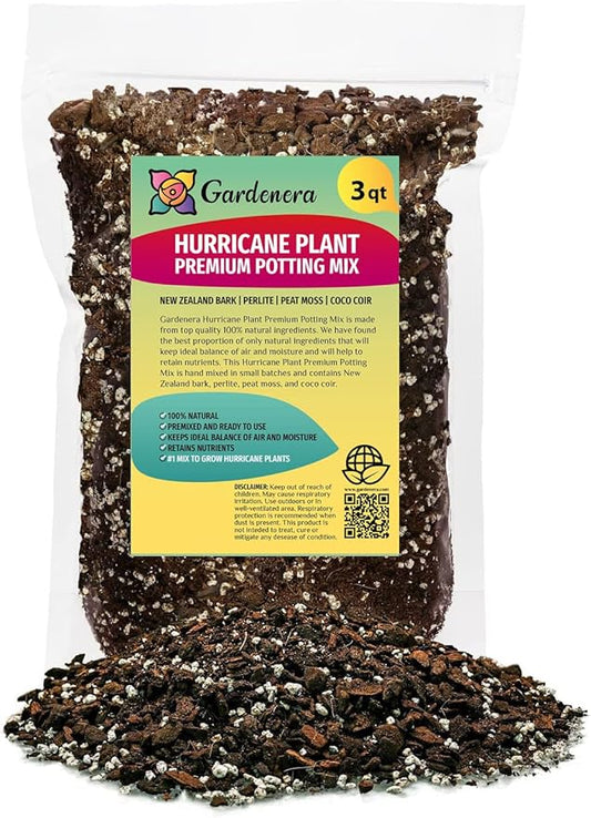 Hurricane Plant Potting Soil - Promotes Optimal Drainage and Aeration for Vibrant Foliage - 3 Quart