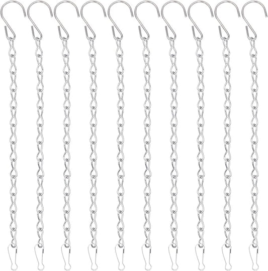 10 Pack 9.5 Inch Silver Hanging Chains for Hanging Bird Feeders, Bird Houses, Planters, Baskets, Birdbaths, Lanterns, Wind Chimes, Billboards, Signs and Ornaments-BloomoryGarden