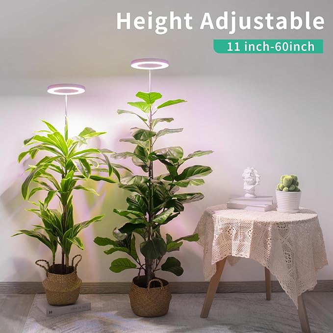 LORDEM Full Spectrum LED Grow Lights, Brightness Adjustable Plant Lamps with Auto On/Off Timer, Height Adjustable Growing Lights for Indoor Plants, Pack of 2-BloomoryGarden