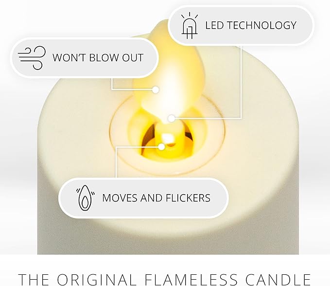 Luminara Outdoor Votive Flameless LED Candle, Set of 2 Ivory 1.5" x 4", Moving Flame Battery Operated Timer Remote Ready IPX4 Matte Plastic Finish-BloomoryGarden