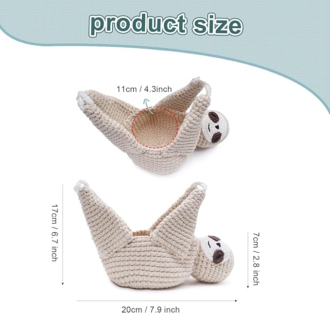 Macrame Plant Hanger Crochet Sloth Hanging Planter Sloth Gifts,5 Inch Animal Wall Hanging Plant Holder for Plant Sloth Lovers, Home Decor Indoor Outdoor Plants Succulent Gifts-BloomoryGarden