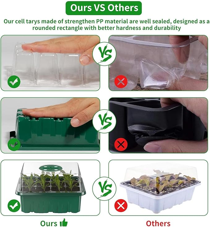120 Cells Reusable Seed Starter Tray, 10 Pack Seedling Starter Kit for Greenhouse Propagator Station Planting Growing (Green)-BloomoryGarden