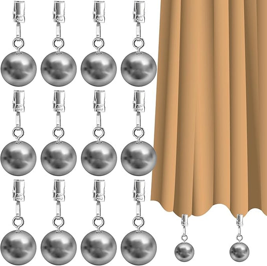 12 Pack Heavy Duty Curtain Weights for Outdoor Indoor, Stainless Steel Drapery Clips Keepping Curtain Panel Straight, Keep Shower Curtains from Waving, Weigh Down Sun Curtain Tablecloth Garden Flag-BloomoryGarden