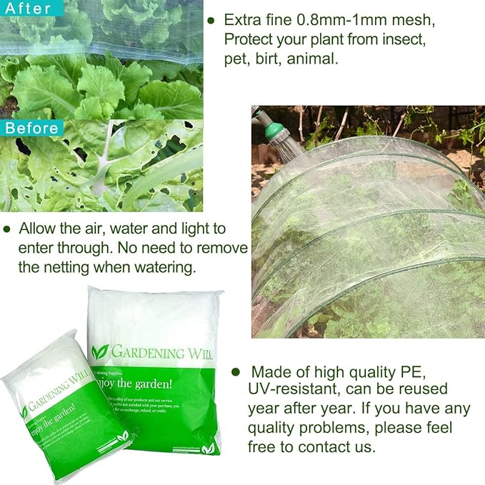 10x20Ft Mosquito Bug Insect Bird Fine Mesh Net Barrier Hunting Blind Garden Screen Netting for Protect Your Plant Fruits Flower-BloomoryGarden