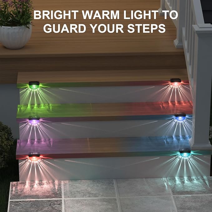 12 Pack Solar Deck Lights Outdoor, Solar Step Lights Waterproof for Outside, Yard, Patio, Garden, Pool, Railing, Stairs, Fence (Color Changing)-BloomoryGarden