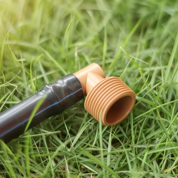12 Pieces 3/4 Inch PVC to 1/2 Inch Drip Irrigation Adapter Fittings, 3/4" Male Pipe Thread(MPT) x 1/2" Drip Line Barbed Elbow Connectors 3/4-in PVC to 1/2-in Poly Tubing Adapter-BloomoryGarden