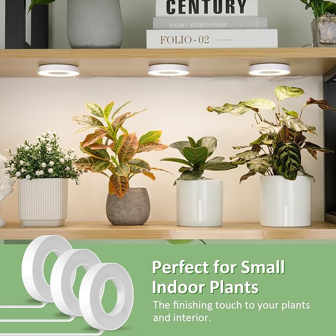 LORDEM Ceiling Grow Light for Indoor Plants, 144 LEDs Full Spectrum LED Plant Light, 5V Plant Lamp with 4/8/12H Auto Switch, 4 Dimmable Brightness Levels, Ideal for Small Plants, Tri Head, Corded-BloomoryGarden