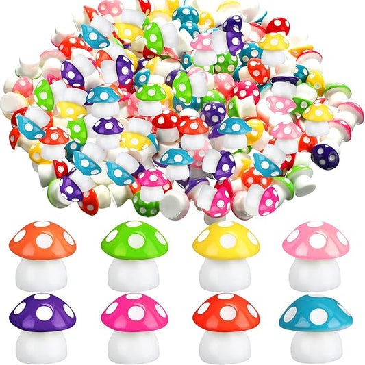 160 Pcs Tiny Mushrooms Mini Figurines Miniature Cute Colorful Mushroom Figurines Indoor Outdoor Mushroom Statue Decor Mushroom Decoration for Garden Landscape Bonsai Craft Ornament(Mixed Color,M)-BloomoryGarden