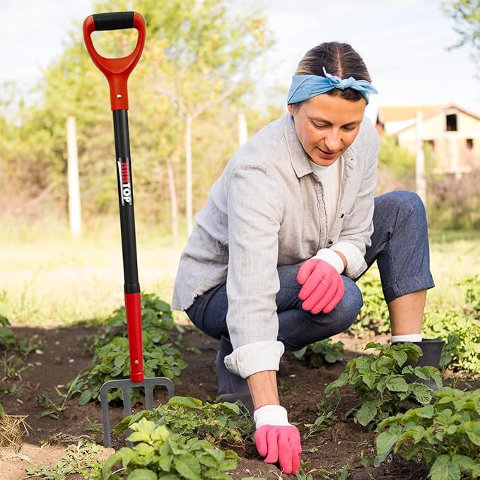4-Tine Pitch Fork Garden Digging Fork Spading Fork Heavy Duty Pitchfork for Gardening Potato Fork, 43 inches-BloomoryGarden